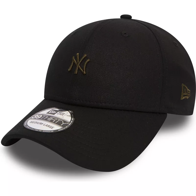 new-era-curved-brim-braunes-logo-39thirty-mini-logo-new-york-yankees-mlb-fitted-cap-schwarz