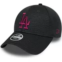 new-era-curved-brim-pinkes-logo-9forty-essential-jersey-los-angeles-dodgers-mlb-adjustable-cap-grau
