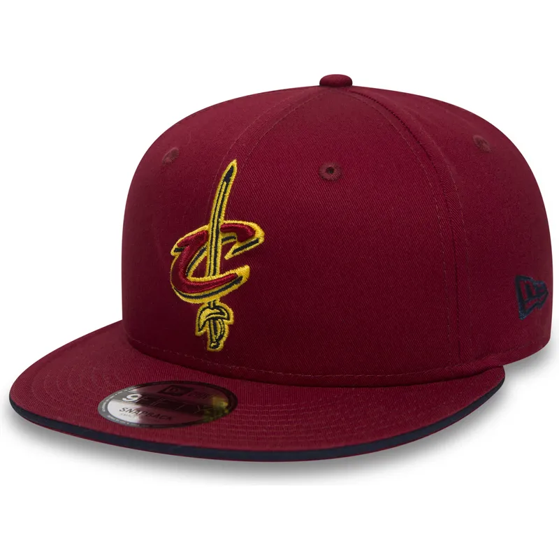 rote-snapback-flat-cap-9fifty-team-der-cleveland-cavaliers-nba-von-new-era