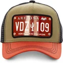 von-dutch-braune-schwarze-und-orangefarbene-trucker-kappe-mit-arizona-plakette-ari2