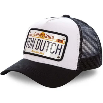 Casquette trucker blanche et noire avec plaque California CAL1 Von Dutch