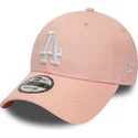 casquette-courbee-rose-ajustable-9forty-league-essential-los-angeles-dodgers-mlb-new-era