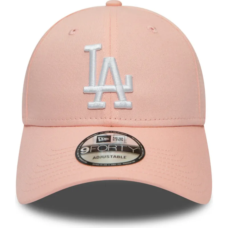 mutzen-gebogen-rosa-verstellbares-band-9forty-league-essential-der-los-angeles-dodgers-mlb-von-new-era