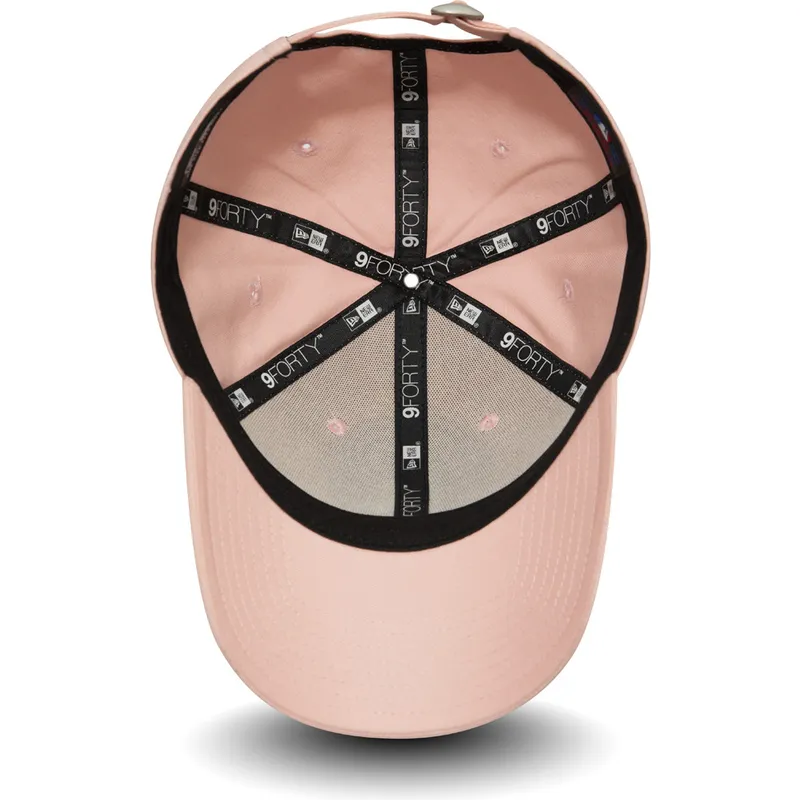 mutzen-gebogen-rosa-verstellbares-band-9forty-league-essential-der-los-angeles-dodgers-mlb-von-new-era