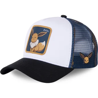 casquette-trucker-blanche-bleue-et-noire-evoli-evo3-pokemon-capslab