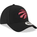 new-era-curved-brim-red-logo9forty-the-league-toronto-raptors-nba-black-adjustable-cap