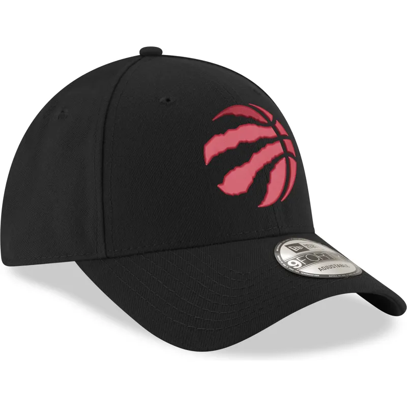 schwarze-gebogene-kappe-mit-rotem-logo-verstellbar-9forty-the-league-toronto-raptors-nba-von-new-era