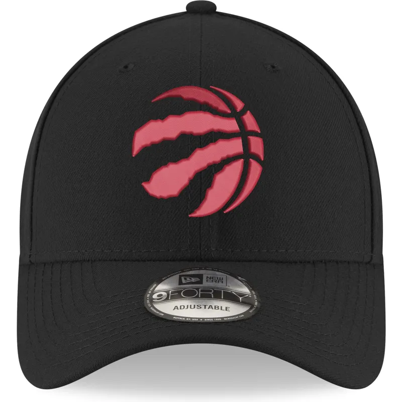 cappellino-visiera-curva-nero-con-logo-rosso-regolabile-9forty-the-league-di-toronto-raptors-nba-di-new-era