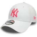 new-era-curved-brim-pink-logo-9forty-league-essential-neon-new-york-yankees-mlb-white-adjustable-cap
