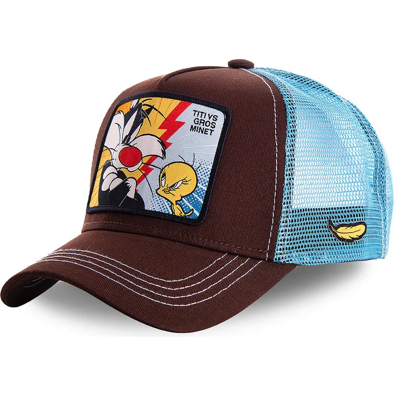 mutzen-gebogen-braun-snapback-sylvester-und-tweety-looney-tunes-von-capslab