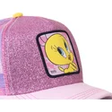 capslab-looney-tunes-twe4-piolin-truckerkappe-rosa-glitzer