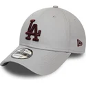 verstellbare-graue-kappe-mit-gebogenem-schirm-und-bordeauxfarbenem-logo-9forty-essential-der-los-angeles-dodgers-mlb-von-new-era