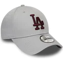 mutzen-gebogen-grau-verstellbares-band-granate-9forty-essential-der-los-angeles-dodgers-mlb-von-new-era