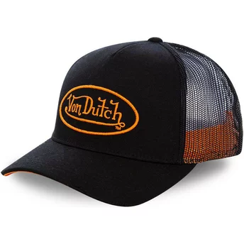 Casquette trucker noire avec logo orange NEO ORA Von Dutch