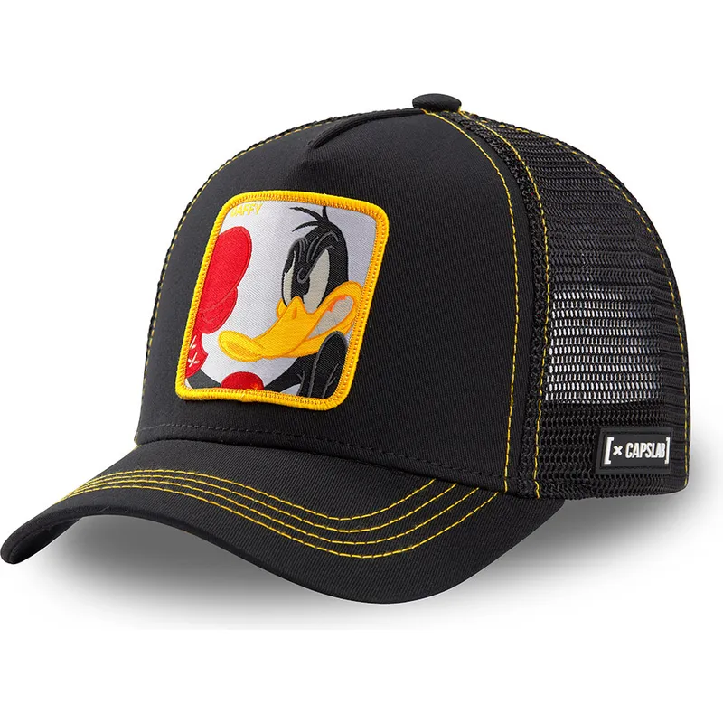 schwarze-trucker-kappe-daffy-duck-loo-duk2-looney-tunes-von-capslab