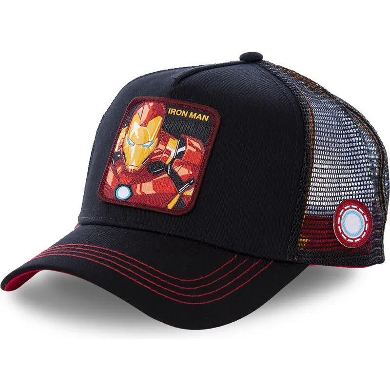 mutzen-gebogen-schwarz-snapback-fur-kinder-iron-man-marvel-comics-von-capslab