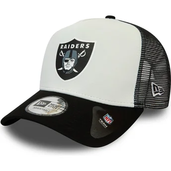 Cappellino trucker bianco e nero Team Colour Block A Frame dei Las Vegas Raiders NFL di New Era