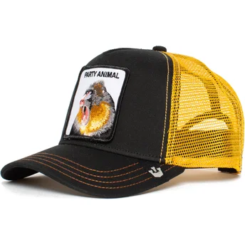gorra-trucker-negra-y-amarilla-mono-party-animal-de-goorin-bros