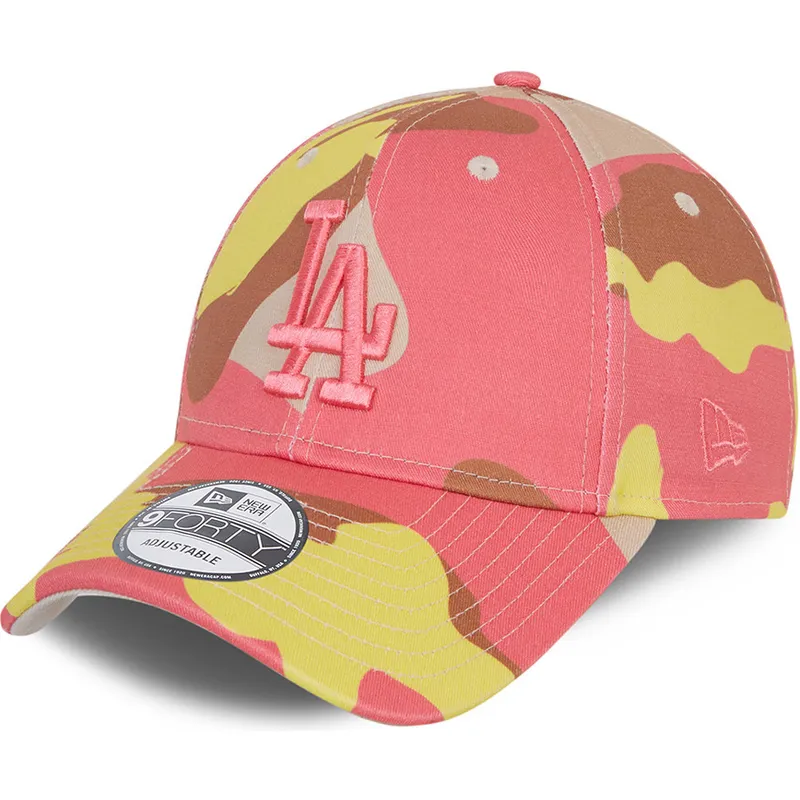 mutzen-gebogen-tarnung-verstellbares-band-rosa-rosa-9forty-der-los-angeles-dodgers-mlb-von-new-era