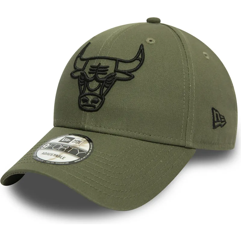 mutzen-gebogen-grun-verstellbares-band-negro-9forty-league-essential-der-chicago-bulls-nba-von-new-era