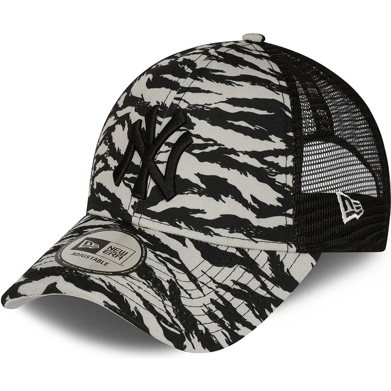 mutzen-gebogen-grau-snapback-negro-9forty-tiger-print-der-new-york-yankees-mlb-von-new-era