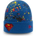 new-era-youth-superman-cuff-knit-paint-splat-dc-comics-blue-beanie