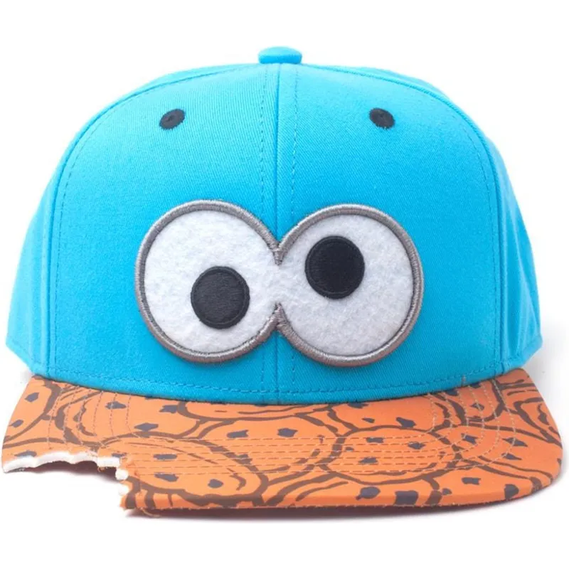 gorra-plana-azul-y-marron-snapback-monstruo-de-las-galletas-cookie-bite-barrio-sesamo-de-difuzed