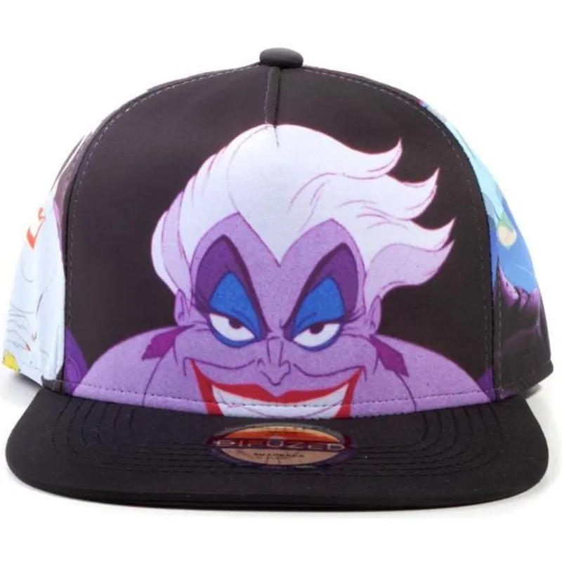 schwarze-flache-snapback-kappe-ursula-arielle-die-meerjungfrau-disney-von-difuzed