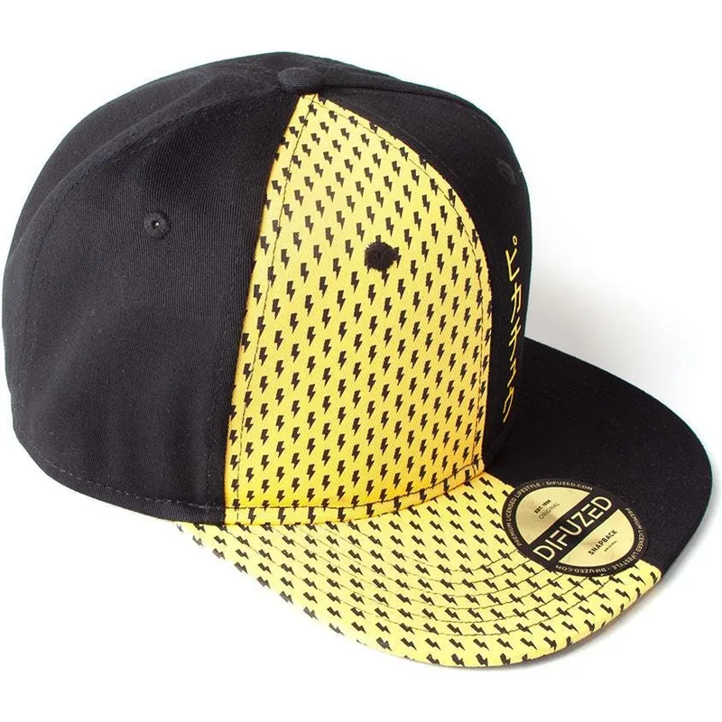 schwarze-und-gelbe-flache-snapback-kappe-pikachu-block-pokemon-von-difuzed