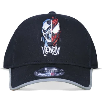 schwarze-snapback-kappe-mit-gebogenem-schirm-venom-marvel-comics-von-difuzed