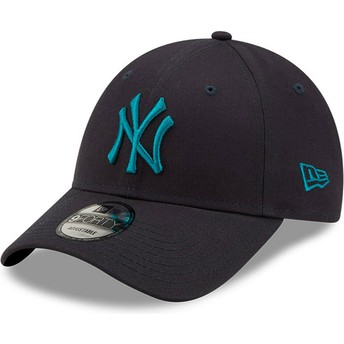 New Era Curved Brim Blue Logo 9FORTY League Essential New York Yankees MLB Navy Blue Adjustable Cap