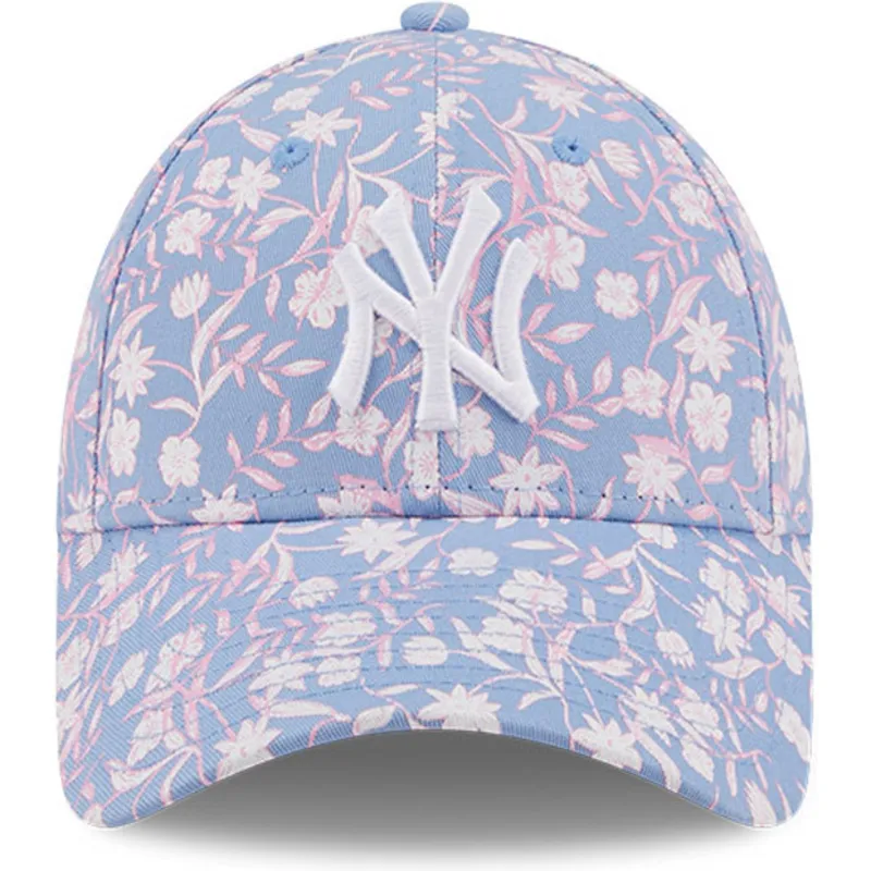 mutzen-gebogen-blau-verstellbares-band-rosa-9forty-floral-der-new-york-yankees-mlb-von-new-era