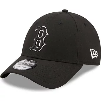 New Era Curved Brim 9FORTY Black And Silver Boston Red Sox MLB Black Adjustable Cap