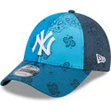 mutzen-gebogen-blau-verstellbares-band-9forty-paisley-print-der-new-york-yankees-mlb-von-new-era