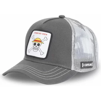 Capslab Straw Hat Pirates SKU1 One Piece Grey Trucker Hat