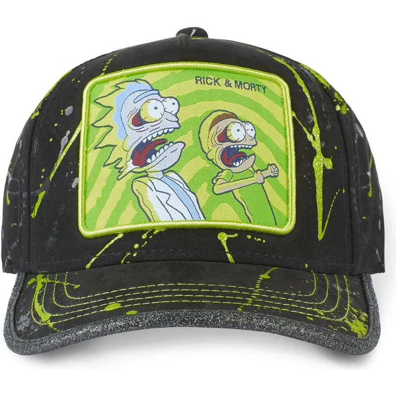 schwarze-und-grune-verstellbare-curved-cap-tag-ric-rick-und-morty-von-capslab
