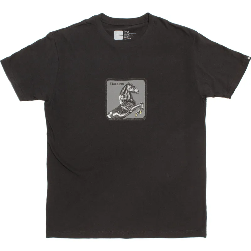 t-shirt-kurzarm-schwarz-der-manga-corta-negra-caballo-stallion-very-stable-the-farm-the-farm-von-goorin-bros