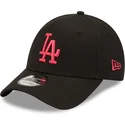 mutzen-gebogen-schwarz-verstellbares-band-rosa-9forty-league-essential-der-los-angeles-dodgers-mlb-von-new-era