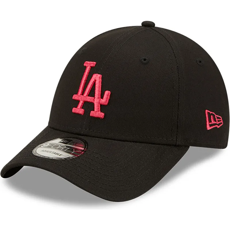 mutzen-gebogen-schwarz-verstellbares-band-rosa-9forty-league-essential-der-los-angeles-dodgers-mlb-von-new-era