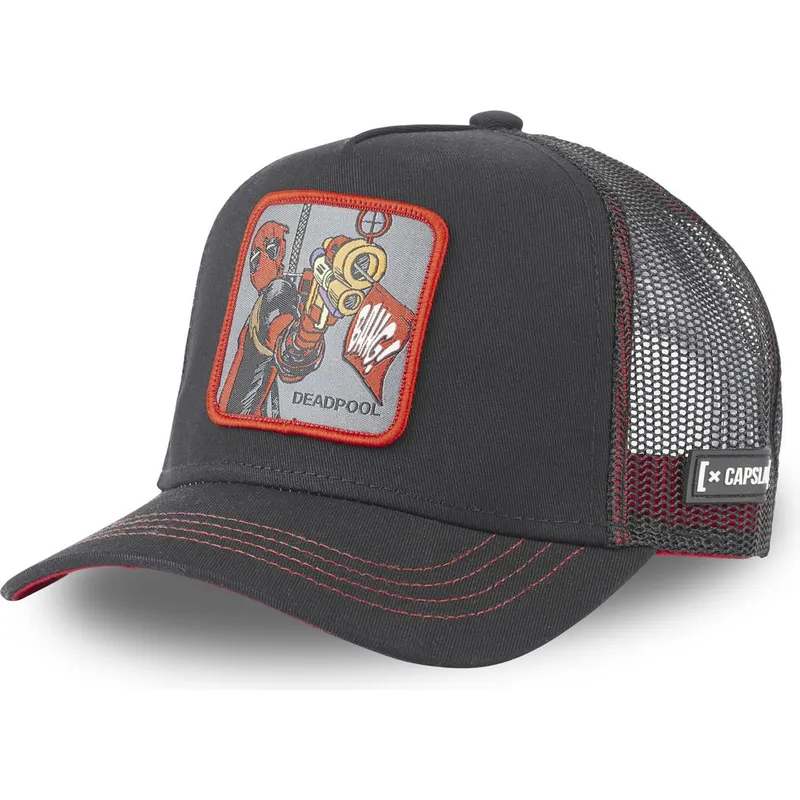 mutzen-gebogen-schwarz-snapback-deadpool-marvel-comics-von-capslab mutzen-gebogen-schwarz-snapback-deadpool-marvel-comics-von-capslab