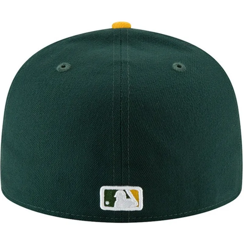 grune-und-gelbe-enganliegende-flat-cap-59fifty-ac-perf-von-oakland-athletics-mlb-von-new-era