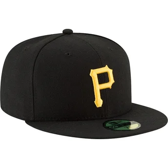 schwarze-flache-angepasste-59fifty-ac-perf-kappe-der-pittsburgh-pirates-mlb-von-new-era