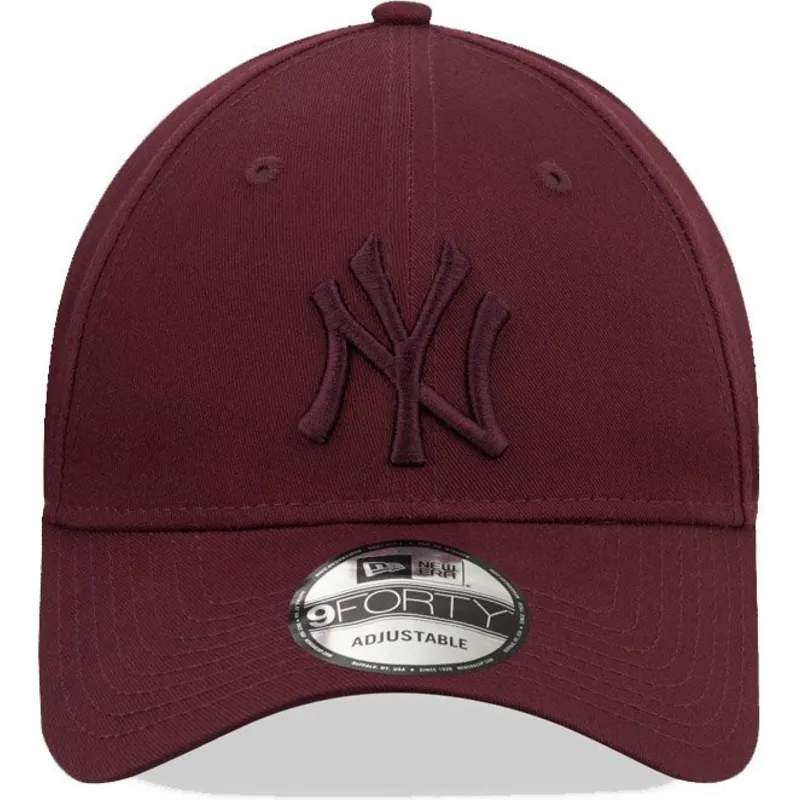 mutzen-gebogen-rot-snapback-granate-granate-9forty-league-essential-der-new-york-yankees-mlb-von-new-era