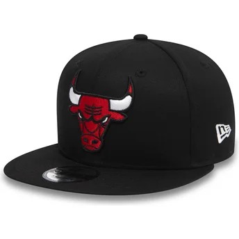 Gorra plana negra snapback 9FIFTY de Chicago Bulls NBA de New Era