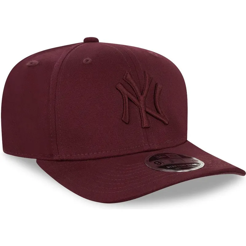 mutzen-gebogen-rot-snapback-granate-granate-9fifty-stretch-snap-der-new-york-yankees-mlb-von-new-era