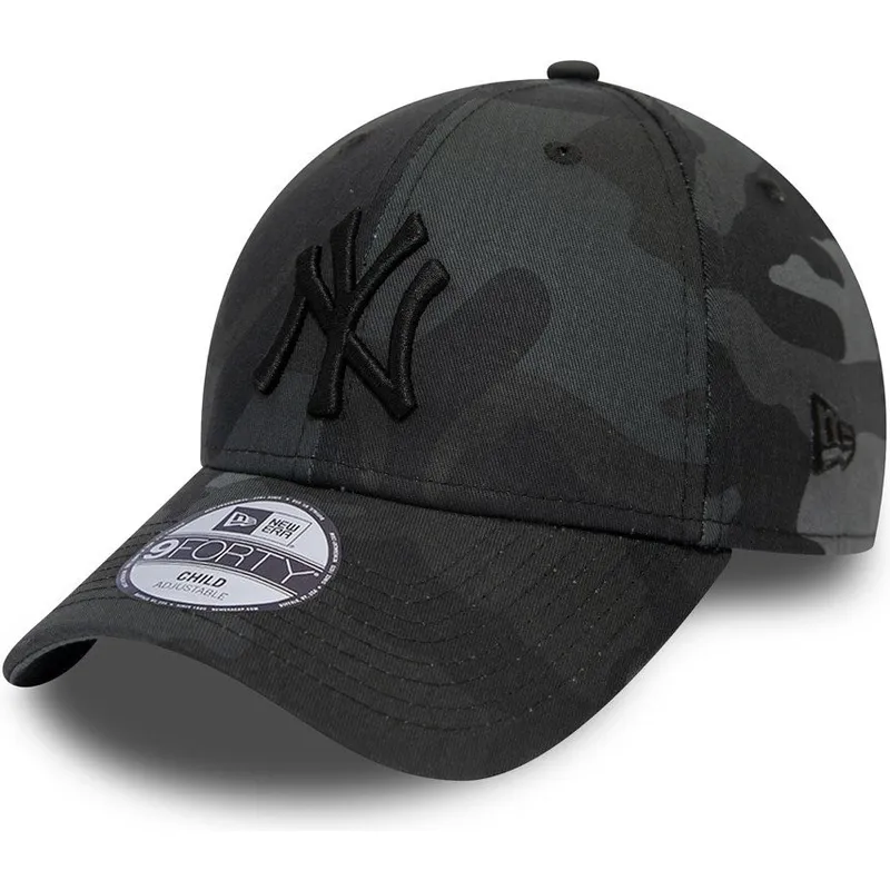 cappellino-curva-mimetico-nero-regolabile-per-bambino-con-logo-nero-9forty-league-essential-di-new-york-yankees-mlb-di-new-era