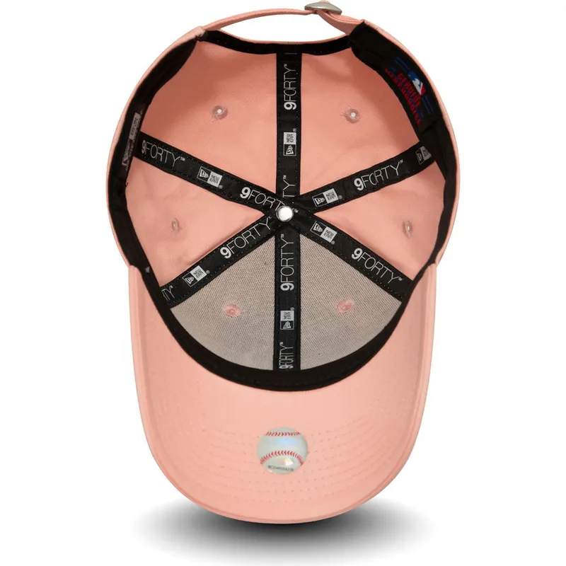 gebogene-rosa-verstellbare-kappe-fur-kinder-9forty-league-essential-von-new-york-yankees-mlb-von-new-era