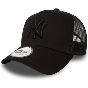 Czapka trucker czarna dla chłopca z czarnym logo A Frame Clean New York Yankees MLB New Era