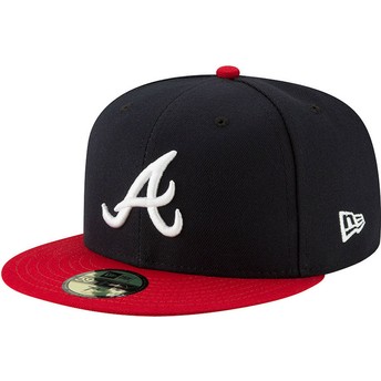 New Era Flat Brim 59FIFTY AC Perf Atlanta Braves MLB Navy Blue and Red Fitted Cap