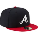 cappello-piatto-blu-navy-e-rosso-regolabile-59fifty-ac-perf-degli-atlanta-braves-mlb-di-new-era